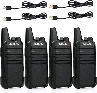Image de Retevis RT622 Transceiver, 4 mini radios, PMR446 sans licence 16 CH, VOX Squelch Scan CTCSS/DCS, radio avec câble de charge USB, pour école, agence de voyage, supermarché, cave