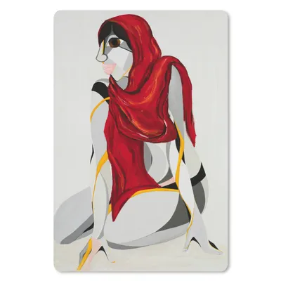 Produktbild von MuchoWow® Mauspad Mousepad Frau - Kopftuch - rot - Abstrakt 18x27 cm - Mousepads - Maus Mat - Pad - Mausunterlage