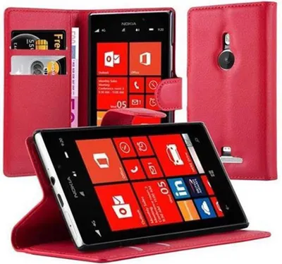 Obrázok produktu pre Cadorabo kryt pre Nokia Lumia 925 ochranný kryt v červenej farbe puzdro na mobilný telefón kryt magnetické zatváranie