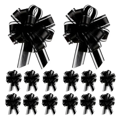 Productafbeelding van Set van 12 grote geschenkschleifen, zwart, 11 cm diameter