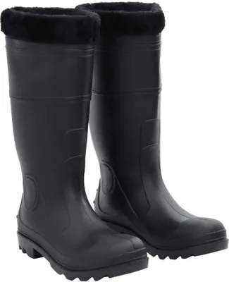 Image de Bottes de pluie avec chaussettes amovibles noir taille 43 PVC