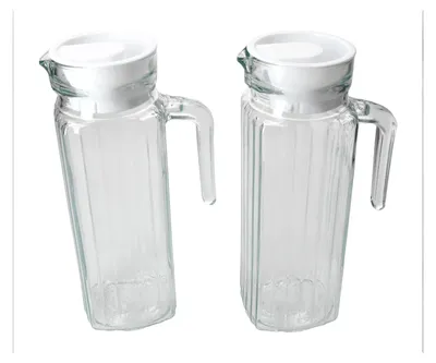 Produktbild von 2er Set LIMA Kühlschrankkrug mit Deckel weiß 0,95L Glas-Karaffe