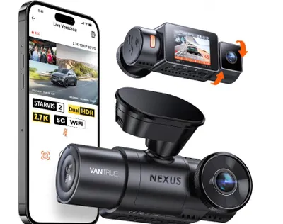 Obrázok produktu pre VANTRUE N2X – dvojkanálová palubná kamera – 2.7K + 1080P – GPS – 5G WiFi – infračervené nočné videnie