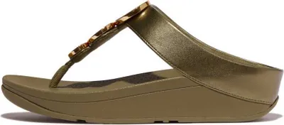 Produktbild von Fitflop Halo Bead-circle Metallic Sandalen Grün,Golden EU 41 Frau Grün,Golden EU 41
