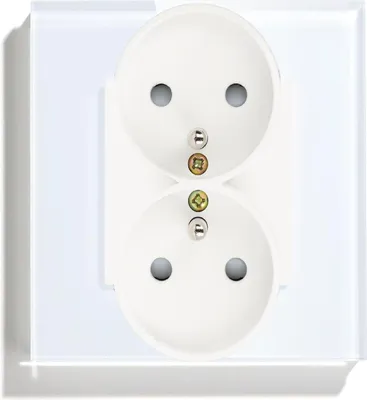 Image de Double prise blanche 230V avec cadre en verre__