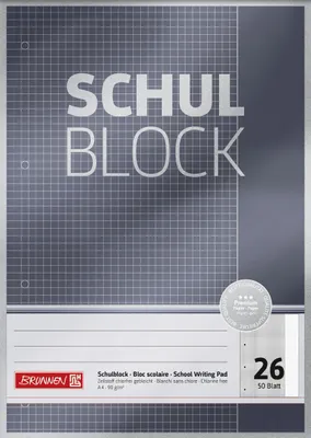Productafbeelding van BRUNNEN 1052626 Block Premium "Schulblock" A4, geruit, met marge, 26 lijnen