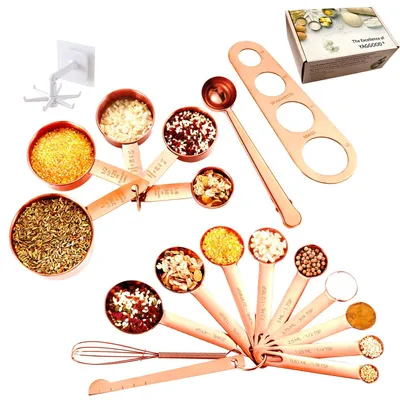 Imagen del producto de Juego de 19 cucharaditas y tazas medidoras de color cobre para la cocina