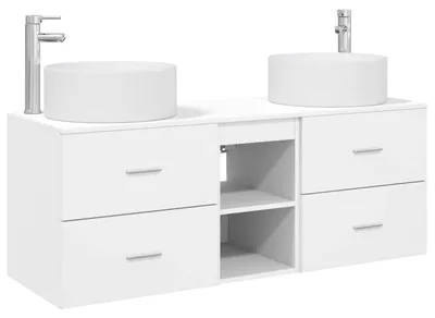 Produktbild von vidaXL Badezimmermöbel-Set 3 stk. Weiß 49,5 x 44,5 x 65,5 cm