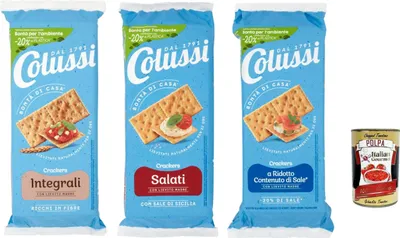 Produktbild von Colussi crackers Testpaket salati, -30% integrali 3x 500g + Italian gourmet polpa 400g