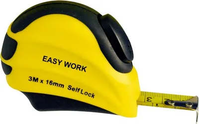 Produktbild von Easy Work Rollbandmaß, 16 mm x 3 m, mit Stopp und Feder, 2-K Kunststoffgehäuse, schwarz/gelb