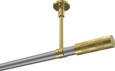 Produktbild von Interdeco Gardinenstange / Vorhangstange Silbergrau / Messing-Optik, Typ Sonette Mavell (Zylinder Bicolor) ohne Ringe, Deckenmontage, 20 mm Ø 1-läufig, 420 cm