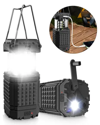 Produktbild von Handkurbel-Campinglampe, tragbare LED-Lampe, mit 5000mAh Powerbank, Zeltlampe, tragbare Handlampe, wiederaufladbare Notlampe.