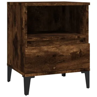 A bedside table with a drawer and an open shelf, shown from the front.