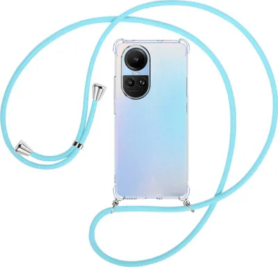 Produktbild von Handykette Backcover-Schutzhülle mit Band (Metall silberfarben) für Oppo Reno10 5G, Reno10 Pro 5G (6.7'') - himmelblau