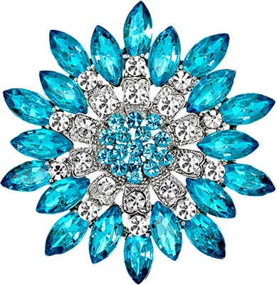 Produktbild von Damenmode-Blumen-Brosche, Kristall-Strass-Schmuck für Hochzeit, Party, Geschenk-blauer See