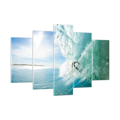 Produktbild von Bilder auf glas - Abenteuer surfer welle ozean - 150x100cm - Glasbilder - Wandbilder - Kunstdruck - zum Aufhängen bereit - Wanddekoration aus Glas - Glas Bilder - Wandbild auf Glas - GEA150x100-2541