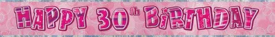 Produktbild von Banner für Partydekoration zum 30. Geburtstag, rosa, 274 cm Länge, 13 cm Höhe
