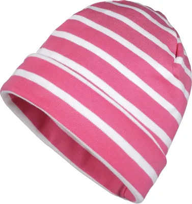 Produktbild von modAS Mütze Maritime Rollmütze Uni für Kinder und Erwachsene – Ringelmütze Baumwollmütze mit Streifen in Magnolia / Weiß bis 61 cm Kopfumfang