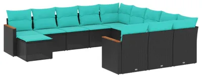 Imagen del producto de Juego de muebles de jardín - Banco de jardín - Banco para exteriores - Juego de sillones de relax - Mueble de jardín - Material: ratán de polietileno