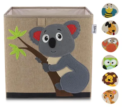 Produktbild von Lifeney Kinder Aufbewahrungsbox I praktische Aufbewahrungsbox für jedes Kinderzimmer I Kinder Spielkiste I Niedliche Spielzeugbox I Korb zur Aufbewahrung von Kinder Spielsachen (Koala dunkel)