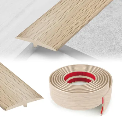 Productafbeelding van Overgangsprofiel Zelfklevend - T-profiel - Dilatatieprofiel - Vloerovertrekstrip - Hoogwaardig PVC - 5 cm x 3 m - Vloerdorpel