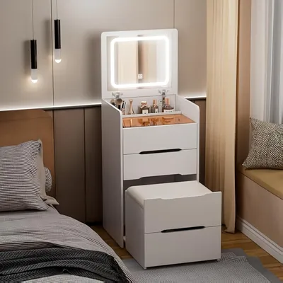 Imagen del producto de Mesa de tocador - Mesa para maquillaje - Cómoda - Mueble para el dormitorio - Mesa de tocador - Diseño compacto 3 en 1