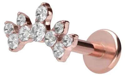Produktbild von Ohrpiercing, Nasenpiercing Titan Labret mit Innengewinde KRISTALLBOGEN RoséGold Stablänge: 10mm | Stabstärke: 1,2mm