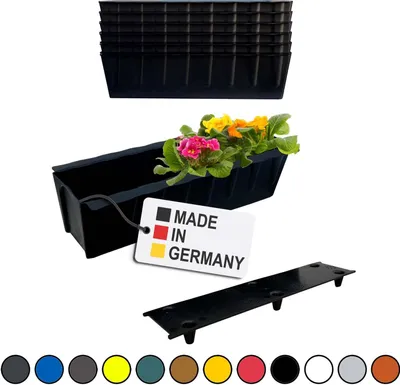 Image de BURI 6 inserts de jardinières pour palettes Euro avec tapis d'arrosage | 37,3cm noir | Jardinière pour palette Euro | Balconnière | Pot de fleurs | en plastique solide |  Germany