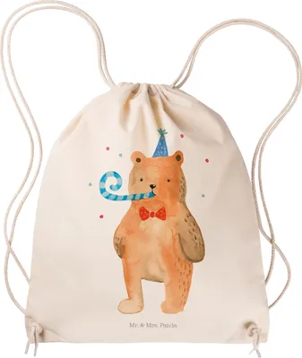 Produktbild von Mr. & Mrs. Panda Turnbeutel Bär Geburtstag - Transparent - Geschenk, wander rucksack, Alles Gute, Säckchen, Happy Birthday, Stoffbeutel, festival tasche, Glückwunsch