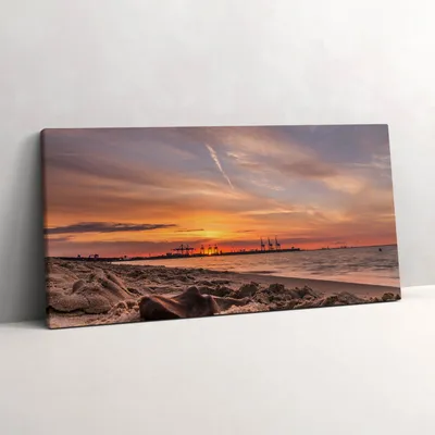 Produktbild von Sonnenuntergang über dem Strand – Leinwandbild Wandbild – 100x50 cm – Leinwandbilder – Wandbilder – Schlafzimmer – Flur