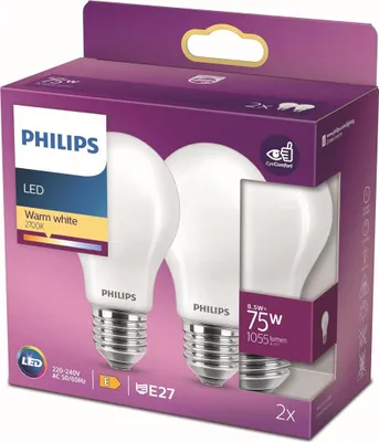 Produktbild von Philips Glühlampe matt 75W A60 E27 x2
