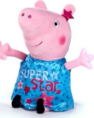 Produktbild von Peppa Pig blau Kuscheltier Peppa Wutz Plüschtier XXL 30 cm Stofftier Anime Kawaii Plush Stofftier Cute Plushie Halloween Weihnachten Geschenke für Kinder Peppa Wutz Super Star blau