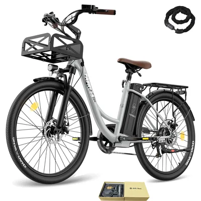 Produktbild von E-Bike Pannensichere Reifen 26 Zoll 36 V 20,3 Ah 730,8 Wh bis zu 160 - 200 km Wasserdicht IP54 Citybike 250 W Unisexfahrrad mit 7 Gang, Grau