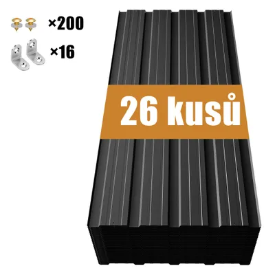 Obrázek produktu pro GIHAUVIA 26x trapézový plech 108x42,6 cm Střešní plech 11 m² včetně šroubů Pozinkovaný stěnný plech Profilovaný plech odolný proti povětrnostním vlivům pro přístřešek pro auto, zahradní domek Černá