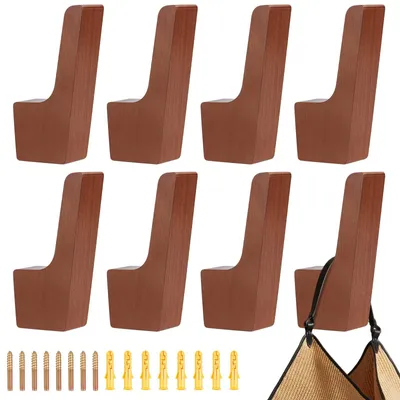8er-Set Holzwandhaken aus massivem Walnussholz, 11 cm