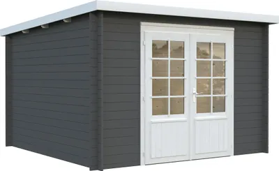 Produktbild von Gartenhaus Palmako Ella 8,7 m² 323 x 340 cm dunkelgrau-weiß