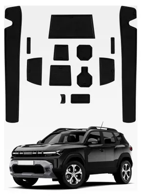 Produktbild von Antirutschmatten für Dacia Duster 2024 2025, Mittelkonsole Gummimatten, Türnahtmatten, Getränkehaltermatte, Dacia Duster Zubehör, rutschfeste Matten (Schwarz)