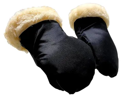 Produktbild von Lammfell Handschuhe für Kinderwagen schwarz