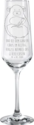Produktbild von Mr. & Mrs. Panda Glas Chinchilla Blume - Transparent - Geschenk, Sektglas graviert, Büro, Glücklichsein, Chaos, Trinkglas, Kummer, graviertes, Lustige Sprüche