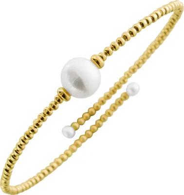 Produktbild von Perlen Armreif Gelbgold 585 14K Süßwasserzuchtperlen 3-8mm flexibel 18