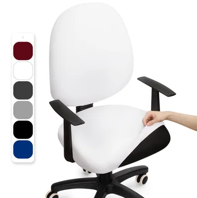 Obrázek produktu pro Potah na kancelářskou židli, elastický, univerzální, omyvatelný, bílý, 2 kusy