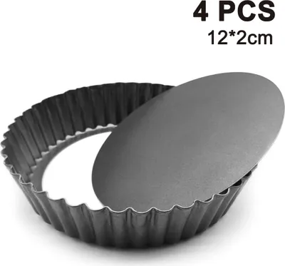 Produktbild von Törtchenform, 4x Mini Tarteform Ø 12 cm, antihaftbeschichtet, Backformen Set, für mini Kuchen, mini Tarte und mini Quiche