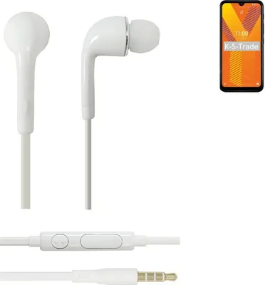 Produktbild von K-S-Trade Kopfhörer Headset kompatibel mit Wiko Y62 mit Mikrofon u Lautstärkeregler weiß 3,5mm Klinke Kabel Headphones Ohrstöpsel Ohrstecker