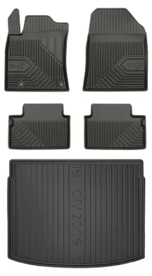 Image de Tapis en caoutchouc + bac de coffre pour Kia XCeed 2019- (SUV/crossover, plancher haut) – 5 pièces, noirs, sur mesure