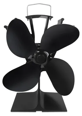 Productafbeelding van QEENTOE Kachelventilator, ovenventilator met 4 bladen, warmtegestuurde ventilator voor kachel, houtoven en oven, verwarmingsventilator, zwart