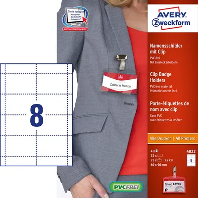 Obrázok produktu pre AVERY Zweckform Namensschild mit Clip, 90 x 60 mm
