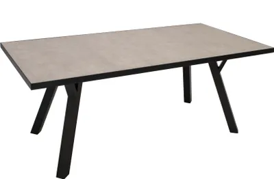 Produktbild von DEGAMO Tisch Gartentisch Esstisch MANCIANO 180x90cm, Aluminium dunkelgrau + Glas in Keramikoptik