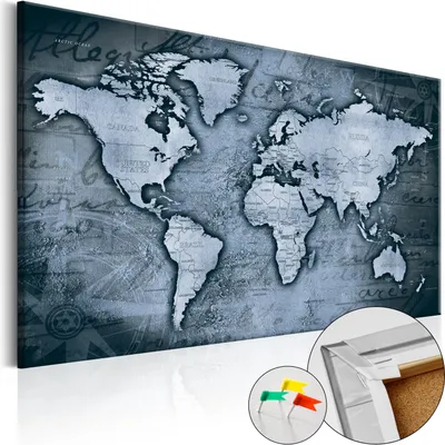 Produktbild von Vliesstoff Korkbild - Sapphire World 120x80 cm Karten k-A-0064-p-d