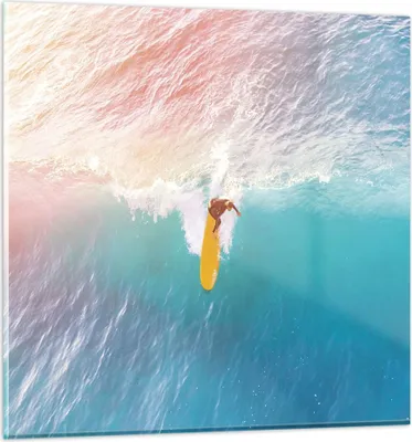 Produktbild von Bilder auf glas - Einteilig - Surfen Welle Licht - 60x60cm - Glasbilder - Wandbilder - Bilder - zum Aufhängen bereit - Wanddekoration aus Glas - Glas Bilder - Wandbild auf Glas - GAC60x60-4409