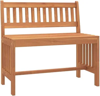 Imagen del producto de Banco de jardín de 80 cm, fabricado en madera de eucalipto maciza, con respaldo, ideal para terrazas